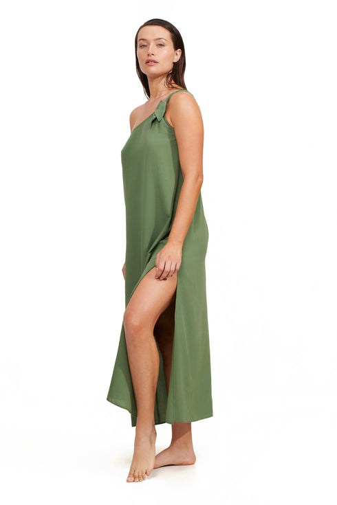 Gottex Luma One Shoulder Sarong Style Maxi Dress